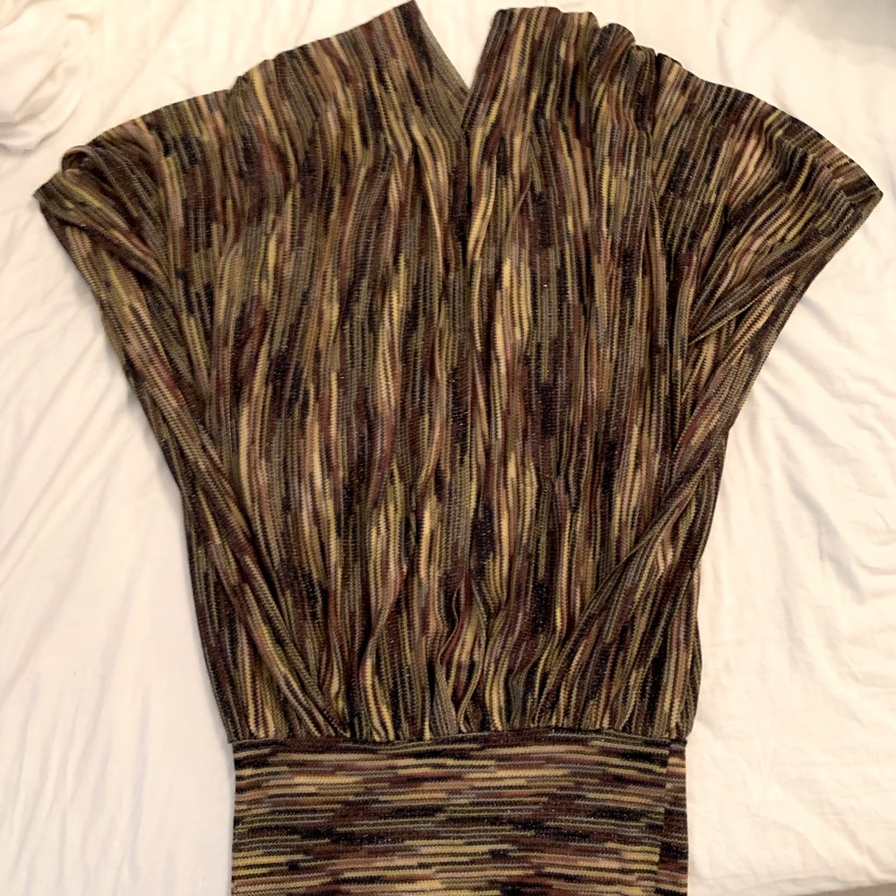 Vintage MISSONI Mare V-Neck Striped knit Kaftan Cover Up Dress Small